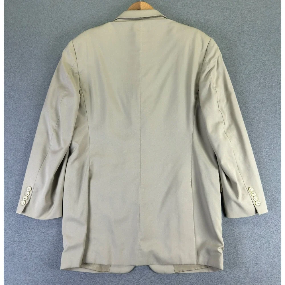 Burberry Blazer Jacket Mens 42‎ Long Beige Khaki Kensington Wool Luxury Business